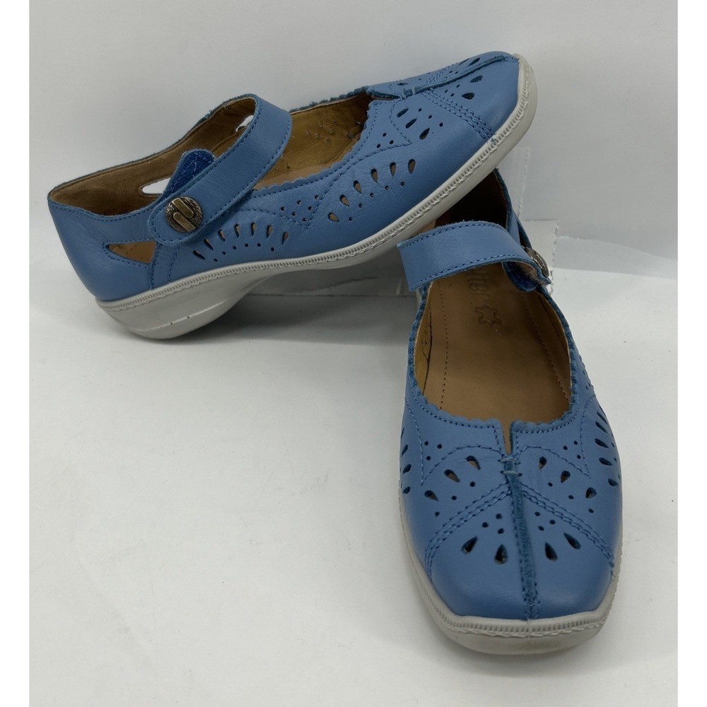 Hotter Chile Mary Jane Low Shoes Blue Slip On Hook And Loop Women's 7.5